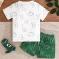 thumbnail image 6 of TOWED22 Toddler Kids Baby Boy Summer Clothes 2 Pieces Dinosaur Print Crewneck T-Shirt Elastic Waist Shorts Outfits(Green,18-24 M), 6 of 9