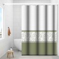 thumbnail image 2 of Boho Shower Curtain for Bathroom Sage Green Leaves Fabric Shower Curtains Stripe Lines Bathtub Decor 72x72inches Waterproof Shower Curtain Set with Hooks, 2 of 6
