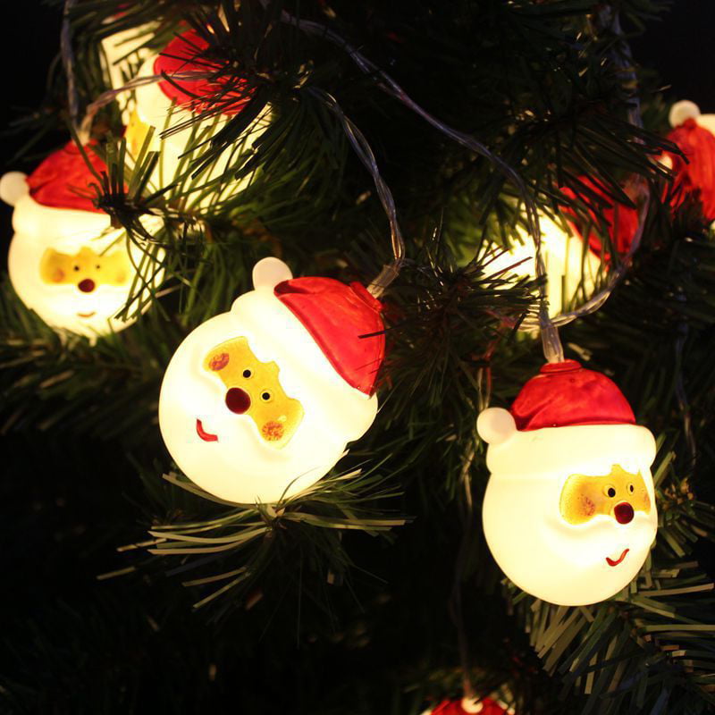 LED Christmas Santa Claus Head String Fairy Light Xmas Party Tree Hanging Decor