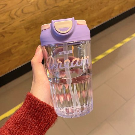 

Cute Bear Printed Portable Water Cups With Strawi For Summer Outdoors 480ml Water Bottles