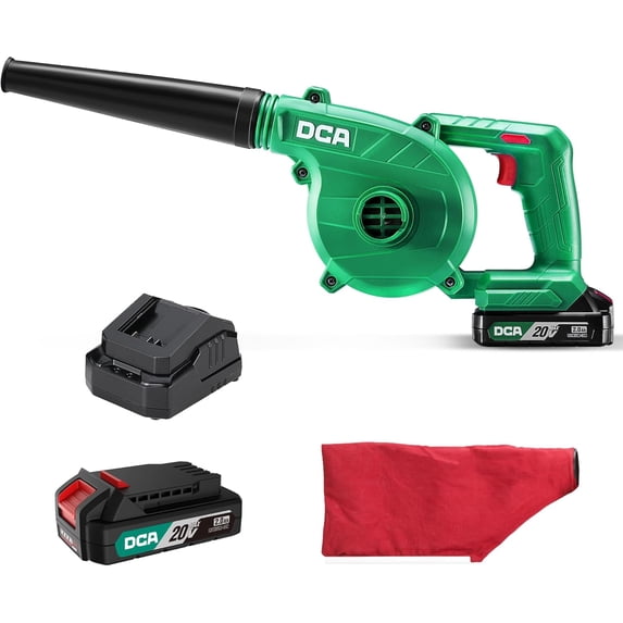 Restored DCA 20V Brushless Blower Cordless Mini Hand Electric Vacuum,Lightweight Sweeper Vacuum with 2 Battery,Portable for Lawn Care/Dust/Pet Hair/Dust/Small Trash (Refurbished)