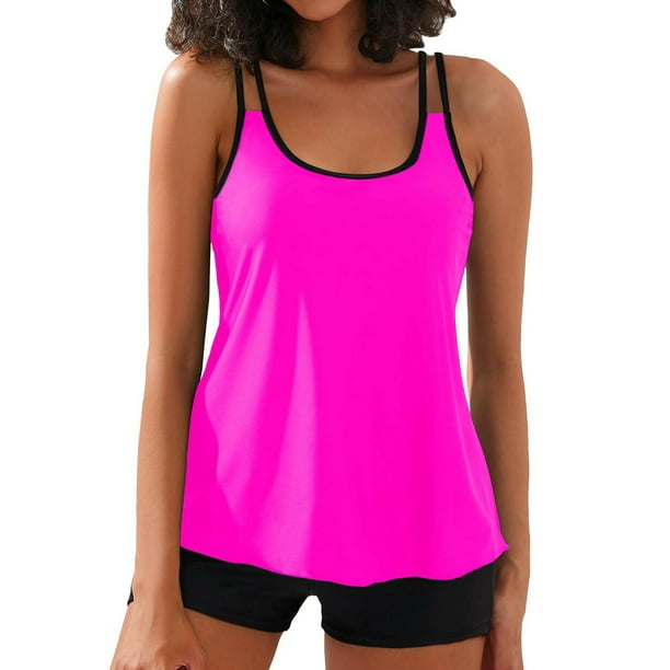MKLEKYY Trajes De Baño Womens Two Piece Swimsuits Tankini Top With Boy Shorts Bathing Suits Athletic Swimwear