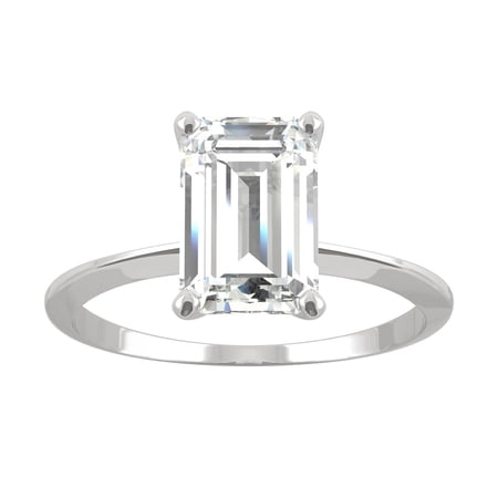 Charles & Colvard 14K White Gold Moissanite 9x7mm Emerald Engagement Ring-Size 7 2.52ct DEW