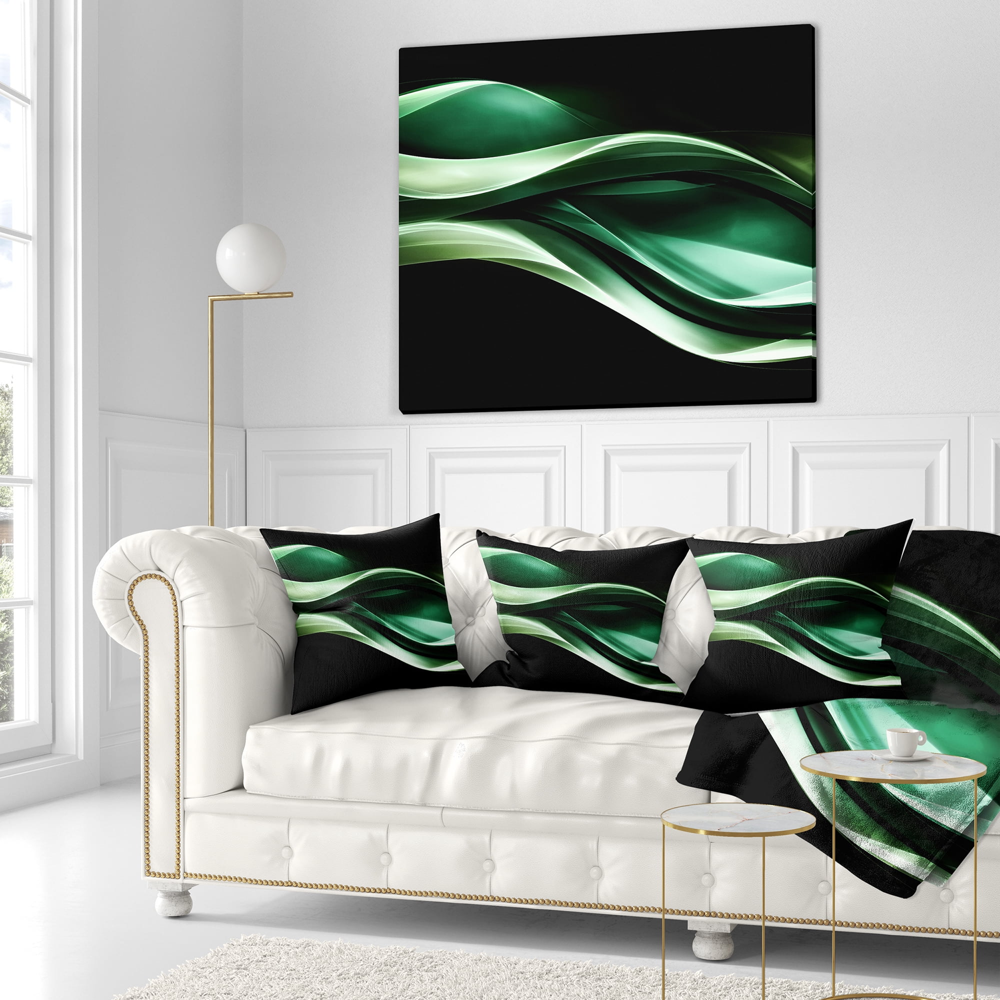 Designart Glittering Green Pattern - Abstract Throw Pillow - 16x16