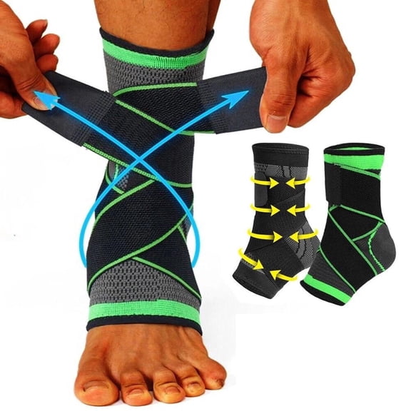 2PCS Ankle Brace Compression Sleeve for Foot Tendon Plantar Fasciitis Pain Relief, Men's and Women's Ankle Braces, Black, L