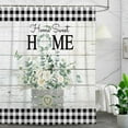 thumbnail image 2 of Rustic Farmhouse Shower Curtain, Green Eucalyptus Butterfly Flower Bath Curtain for Bathroom, Country Wooden Black and White Buffalo Plaid Checkered Fabric Shower Curtain Set with Hooks, 36X72in, 2 of 5