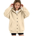 thumbnail image 3 of fatyb Hoodies for Boys Girls Long Sleeve Button down Sweatshirt Kids Plain Hooded Jacket with Pockets, 3 of 7