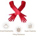 thumbnail image 4 of Long Opera Party 20s Satin Gloves Stretchy Adult Size Elbow Length,Red, 4 of 4