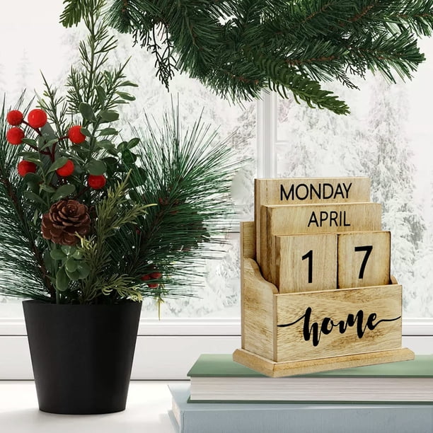 Calendario Perpetuo de Madera, Tablero de Cuenta Regresiva, Adornos Decorativos para El Hogar, Regalos, Decoración de Escritorio, Libros, Accesorios de Fotografía.