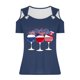 thumbnail image 4 of Tops de Hombro Frío para las Mujeres Día de la Independencia Impreso Fuera Del Hombro Blusa con Cuello en V, Fuera Del Hombro de las Mujeres, 4 of 4