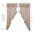 thumbnail image 2 of VHC Brands Annie Buffalo Portabella Check Farmhouse Ruffled Prairie Short Panel Curtain Set 63x36x18, 2 of 6