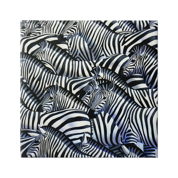 Stupell Industries Crowded Zebra Herd Black Stripes Animals Painting Graphic Art Gallery Wrapped Canvas Print Wall Art, Design by Alan Weston