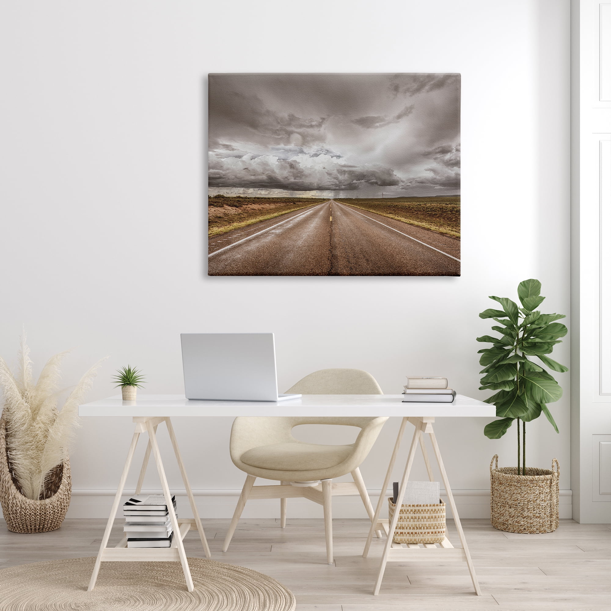 Stupell Industries Open Road under Stormy Sky Western Landscape Photography Gallery-Wrapped Canvas Print Wall Art, 36x48, by Nathan Larson
