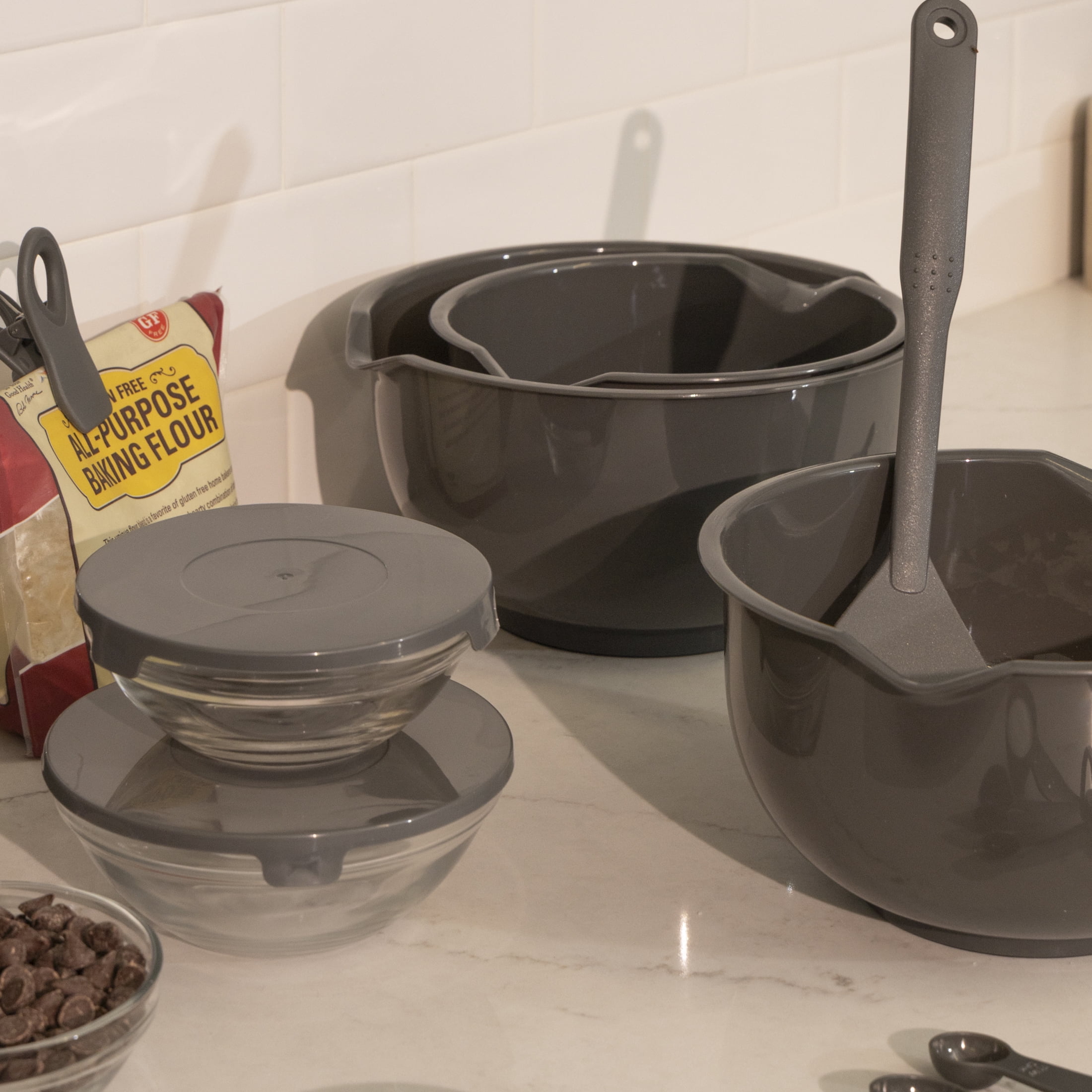 Elements by Thyme & Table 100-Piece Ceramic Non-Stick Cookware Set - Grey