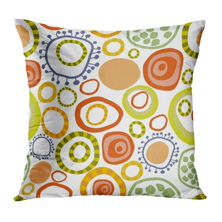 - ECCOT Green Pattern Bright Multi Colored Circles Childrens Tissue Orange Fun Color Cool Abstract Baby Pillow Case Pillow Cover 16x16 inch