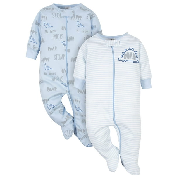 Gerber Gerber Newborn Baby Boys Organic Cotton Sleep 'N Play Footed Pajamas, 2Pack (0/3M6/9M