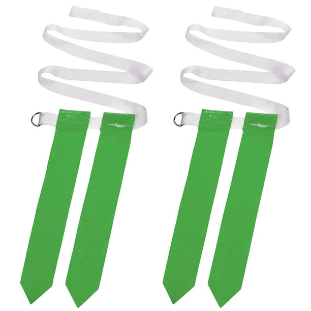2 piezas Niños Fútbol americano Cinturón Cinturón Bandera Estudiantes Juego de rugby Streamer Accesorios para juegos táctiles Prácticas Entrenamiento (Cinturón blanco con banderas verdes)