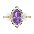 thumbnail image 2 of 2.38ct marquise cut alexandrite 18k yellow gold halo Bridal Wedding Engagement Promise Anniversary Ring for Women size 5.25, 2 of 7