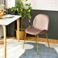 thumbnail image 4 of Costway Set of 2 Velvet Accent Chairs Dining Side Chairs w/Gold Metal Legs Pink, 4 of 10