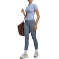 thumbnail image 2 of Women's 2 Piece Gym Set Short Sleeve Zip Up Activewear Top and Leggings, 2 of 9