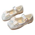 thumbnail image 5 of Dakaela 1-11Y Girls Mary Jane Dress Shoes Toddler Square Toe Rhinestone Bow Ballet Flats Little Big Kids School Party Wedding Shoes Silver, 5 of 6