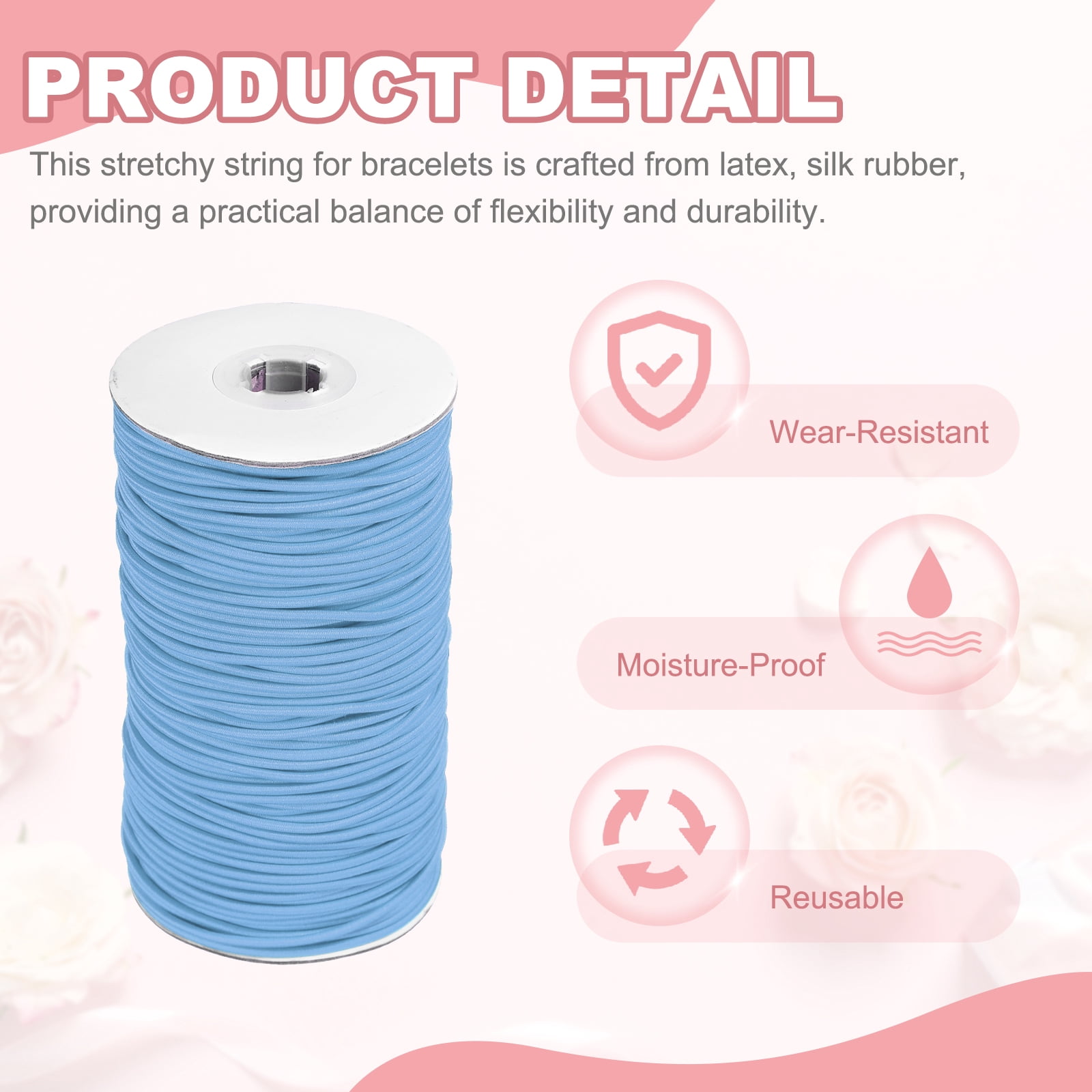 Uxcell Stretchy String for Bracelets, Elastic Crystal Thread Stretch Elastic Beading Cord 2.5mm & Light Blue-Fitting For(Bracelets/Sewing/Beading/Necklace/Jewelry Making/Crafts DIY)
