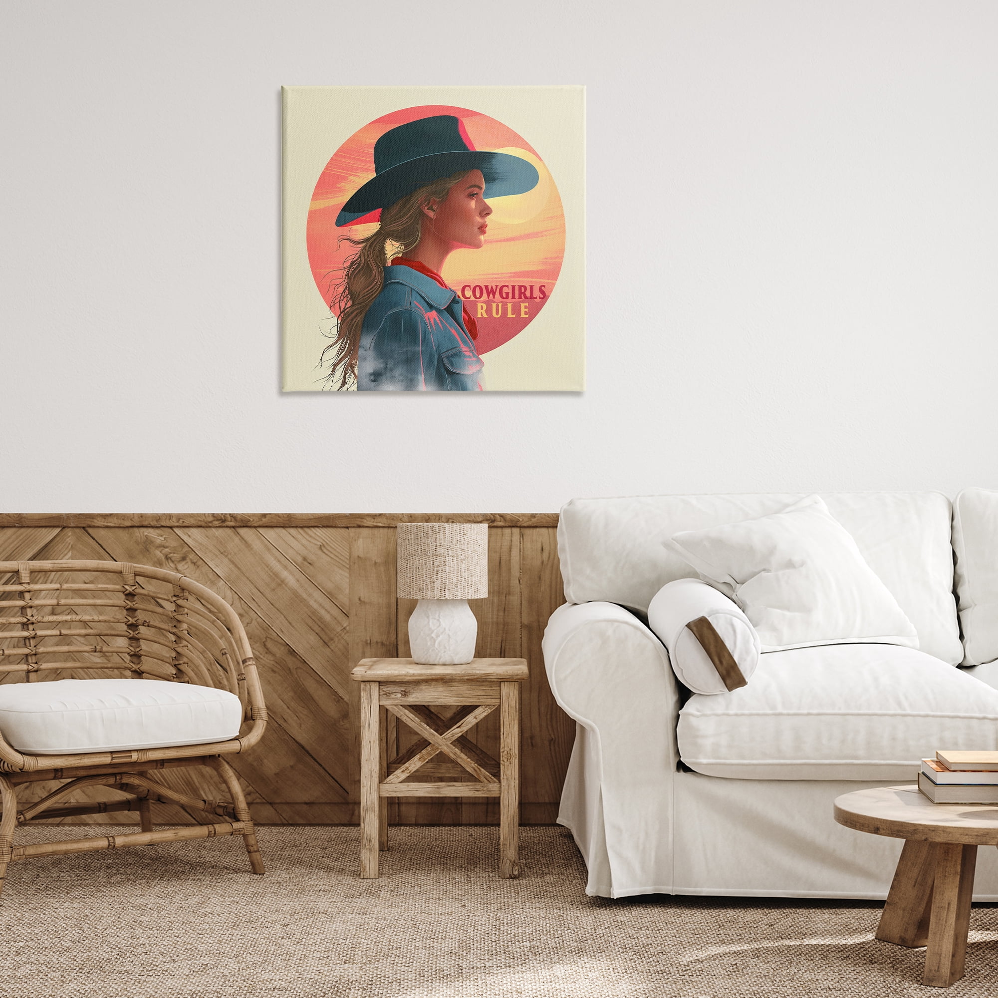 Stupell Industries Cowgirls Rule Portrait People Painting Wrapped Canvas Art Print Wall Art, 30 x 30