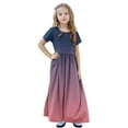 thumbnail image 6 of Short Sleeve Dresses for Girls with Pockets 4-14Y Teens Kids Trendy Crew Neck High Waisted Gradient Printed Beach A-Line Maxi Dress, 6 of 8