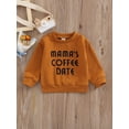 thumbnail image 2 of Infant Baby Boys Girls Outfits Crewneck Sweatshirt Mama's Coffee Date Letter Pullover Sweater Fall Winter Clothes, 2 of 8