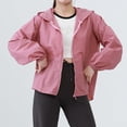 thumbnail image 6 of Women's Lightweight Hooded Jacket Long Sleeve Zip Up Breathable Solid Color Outerwear with Pockets Pink XL(XL), 6 of 7