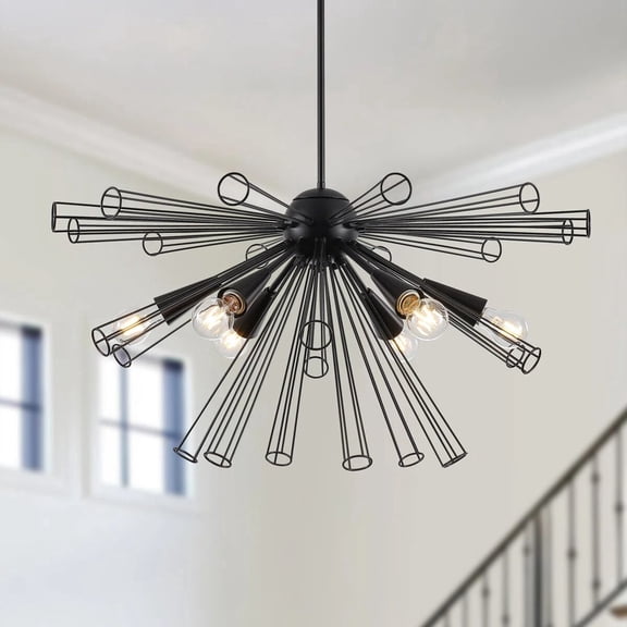 Industrial 6-Light Modern Black Sputnik Chandeliers for Dining Room