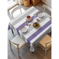 thumbnail image 6 of Purple Grey Striped Table Cloth, Minimalist Farmhouse Stripe Waterproof Tablecloth for Square Tables, Reusable Washable Fabric Table Cover for Restaurant Kitchen Dining Tables 60"x60", 6 of 6