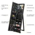 thumbnail image 4 of IVV Jewelry Cabinet with Blue LED Light Strip, Floor Standing Jewelry Armoire, Full Length Mirror Cabinet with Jewelries Storage, Internal Mirror, 4-Tier Shelf and 2 Drawers, Black, 4 of 9