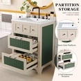 thumbnail image 5 of 24 Inch Bathroom Vanity with Sink, Bathroom Vanity Cabinet with 2 Drawers, Wooden Bathroom Sink Cabinet with Metal Handles, Freestanding Bathroom Vanities, Beige + Green, 5 of 9
