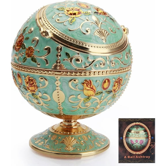 Windproof Ashtray with Lid Metal Portable Cigarettes Ashtrays for Outdoors Indoors Hand Stamped Pattern Smoking Ashtray Fancy Gift for Men Women(Navy Blue)