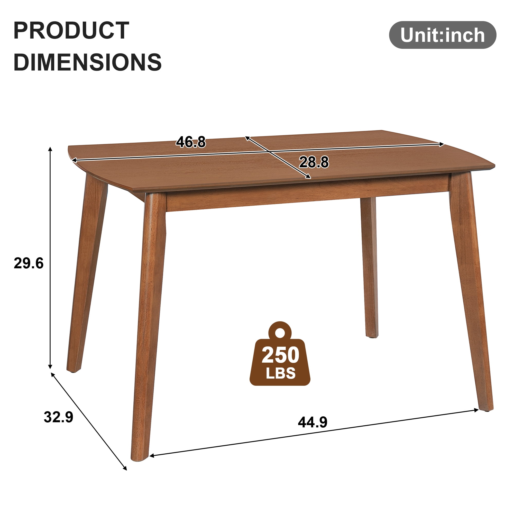 Modern Dining Table, Solid Wood Kitchen & Dining Room Table for 4, Minimalist Table for Dining Room, Rectangular Dinette Table