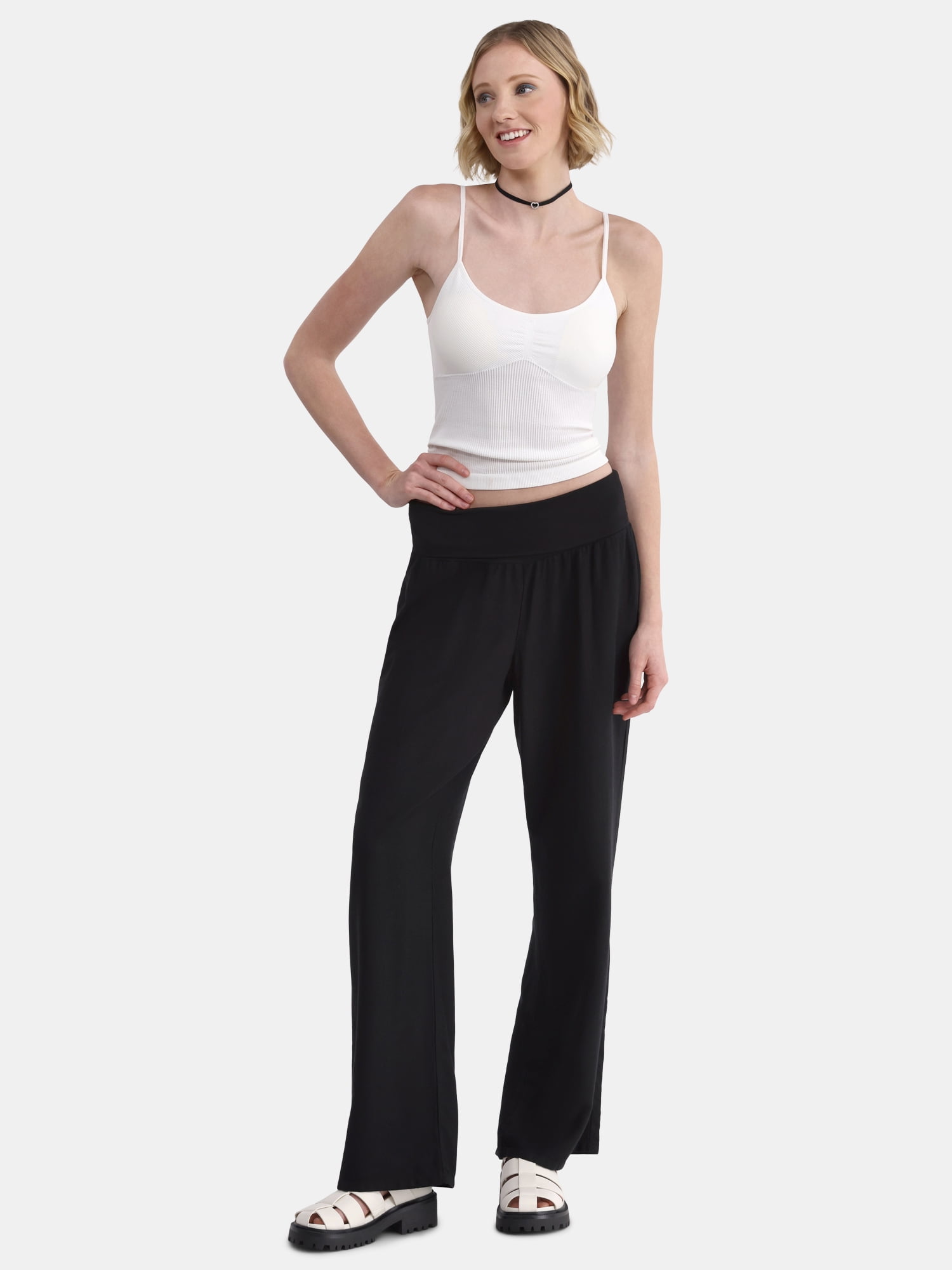 No Boundaries Foldover Beach Pants, 29.5" Inseam, Women's