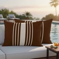 thumbnail image 4 of Brown Beige Striped Outdoor Waterproof Pillow Covers, Modern Farmhouse Retro Lines Decorative Rectangle Throw Pillowcase Sofa Cushion Sham for Patio/Couch/Chair, 20"x12" 2 Pack, 4 of 8