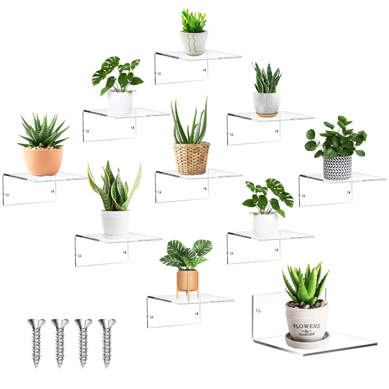 Yalikop Small Adhesive Wall Shelves Acrylic Display Shelf Mini Floating