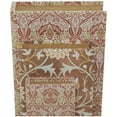 thumbnail image 4 of DecMode Faux Book Orange Faux Leather Decorative Box with Varying Patterns, 3 Count, 4 of 9