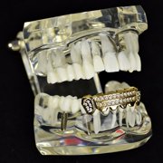 14k Gold Plated Grillz Bottom Teeth Two Rows Side Bling Hip Hop Mouth Grills