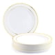 thumbnail image 1 of 25 platos de plástico blanco con borde dorado para bodas, bautizos, cumpleaños, Navidad y fiestas, 26 cm - reutilizables y estables, 1 of 7