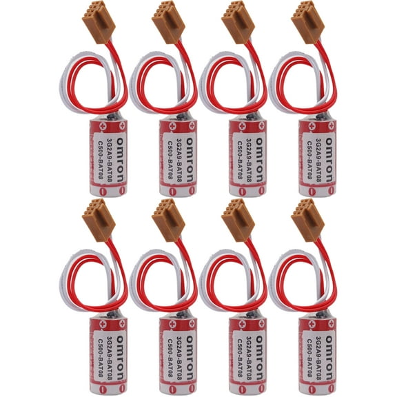 8 Pcs ER17/33 PLC Batterywith Brown JAE2.5mm-4P Plug for 3G2A9-BAT08 C500-BAT08 PLC Battery (ER17/33 2/3A 3.6V 1600mAh)