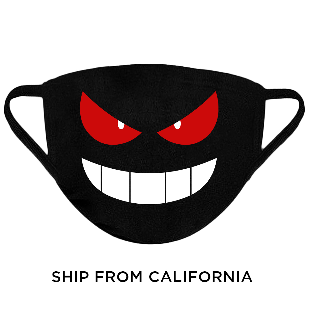 Reusable Face Mask with Cute Face Design Washable Breathable 3 Layered 100% Cotton