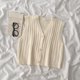 thumbnail image 2 of Chaleco de mujer Chaleco sin mangas con botones Top de punto con cuello en V informal, rosa blanco Inevent AP001560-04B, 2 of 7