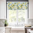 thumbnail image 3 of Kitchen Curtains and Valances Set, Lemon White Flowers Blue Backdrop Rod Pocket Window Valance 18 Inch Window Curtain Panels for Living Room Bedroom Laundry, 27.5x24in, 3 Pieces, 3 of 6
