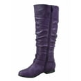 thumbnail image 2 of Top Moda Women's Boots Buckles Knee High Riding Boots, Low Heel, Round Toe, Purple, 11, 2 of 2