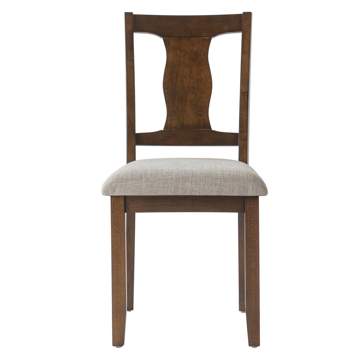 Dining Chairs Set of 2, Mid Century Modern Wood Chairs with Padded Upholstered Seats, High Backrest, Accent Kitchen Chairs, Brown Beige