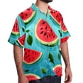 thumbnail image 2 of Watermelon Men's Short Sleeve Printed Button Down Beach, Casual, Poplin Shirts for Summer Vacation, 2 of 6