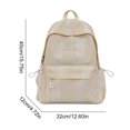 thumbnail image 2 of Stripe School Backpack, Bowknot Embroidery Bag with Drawstring Side Pockets, Lightweight Breathable Bookbag for College Travel (Yellow), 2 of 6
